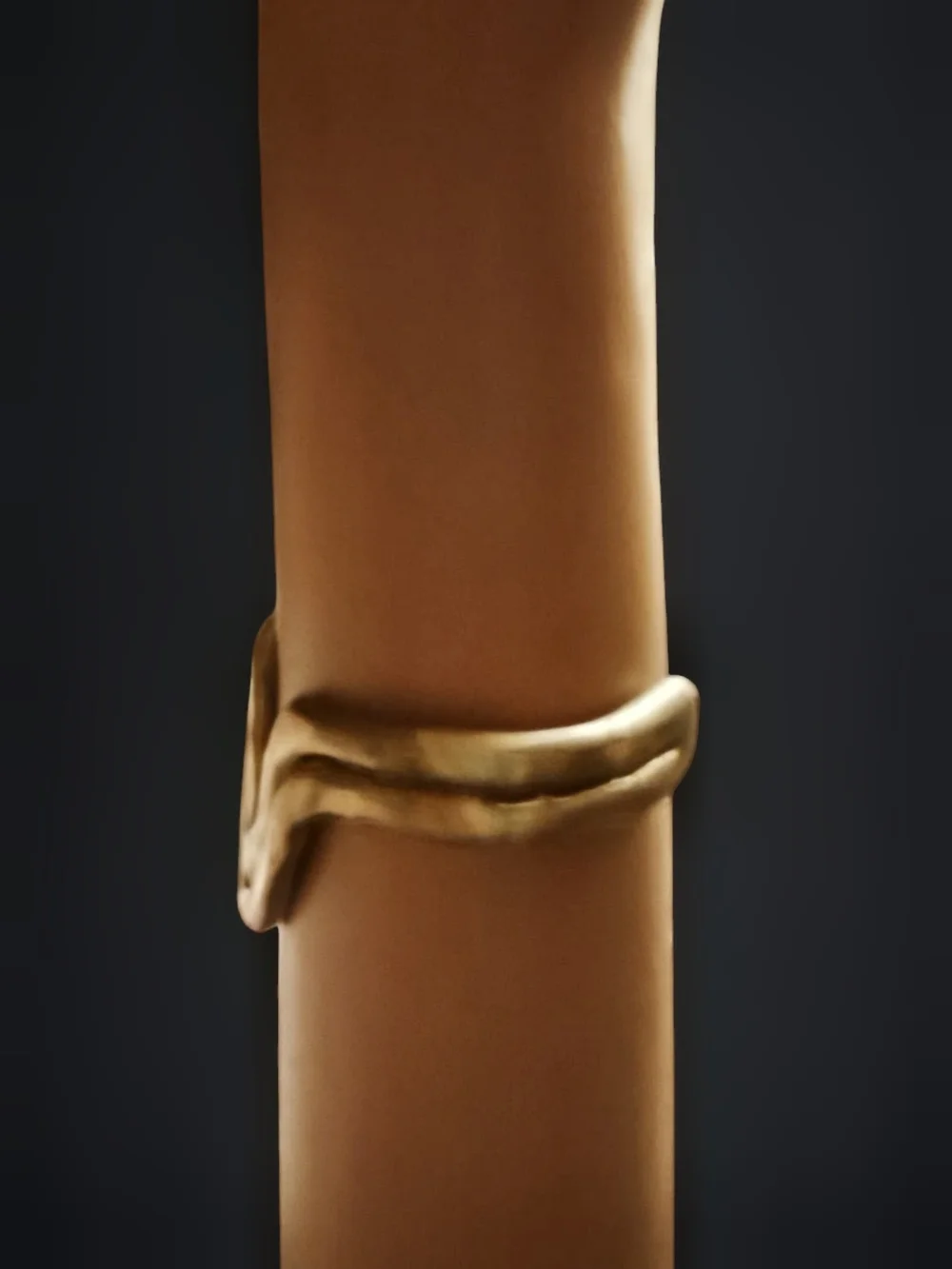 Sculptural Gold Tone V-Accent Cuff Bracelet - Picture 3 of 10